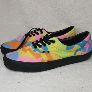 Men's Vans Multi-Color Canvas Authentic Sneakers - Neon Camo.Size 11.5